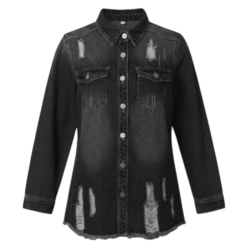 Denim Jacket for Women Oversized Button Down Jean Jacket Fall Coat - image 3