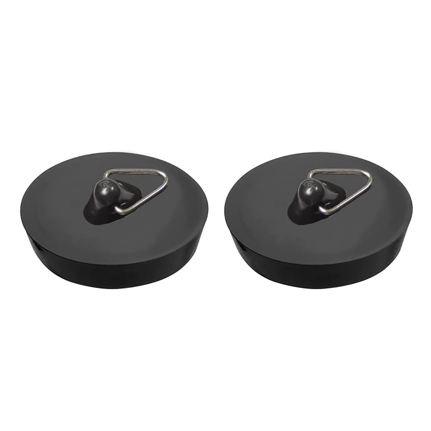 2 Pcs Tapones de Drenaje de Goma, Tapones de Drenaje de Goma, Tapones para Fregadero con Ganchos, Desagües Estándar Tapones Universales, Tapón de Drenaje para Fregadero de Cocina y Baño (Negro)