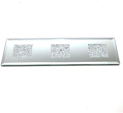 Angraves Lustre Silver Sparkle Glitter Mirrored Glass Display Candle Plate