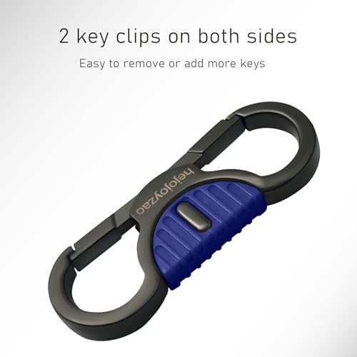 Image of Heavy Duty Keychain with Quick Release Double Carabiner Clip, Key Rings, D Ring, Car Key Holder for Belt Loop