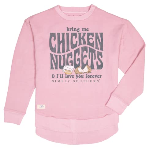 Simply Southern Bring Me Chicken Nuggets Pink Women's Pullover2