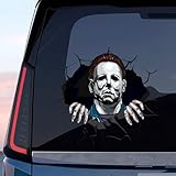 Horror Killer Window Stickers, Removable Tear Peeking Decals Wall Art Decals Waterproof Window Clings Auto Motorcycle Laptop Bumper Sticker(Michael 1pc)