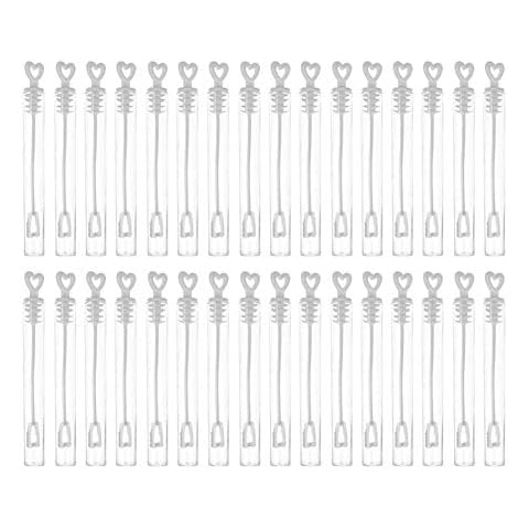 ARVALOLET 100 Pack Mini White Heart Bubble Wands Mini Wedding Bubble Wand Mini Bubble Wands Bulk Perfect Bubble Toy Kid Outdoor Toys Ideal Party Favors Cover