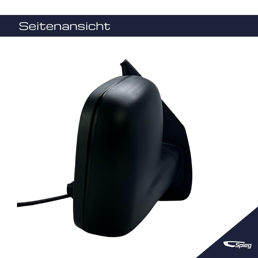 Spieg Außenspiegel Rechts für Volkswagen Transporter T5, Multivan 2003-2009 Elektrisch Verstellbar, Beheizt, Manuell Einklappbar, Schwarz, 5 PIN (Beifahrerseite)