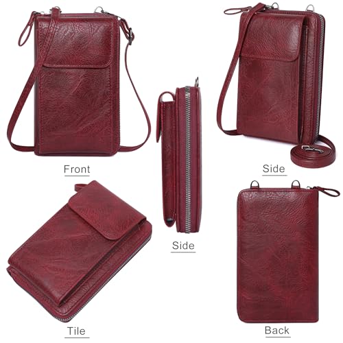 Image of KUKOO Small Crossbody Bags for Women PU Leather Cell Phone Purse Wallet with Credit Card Slots