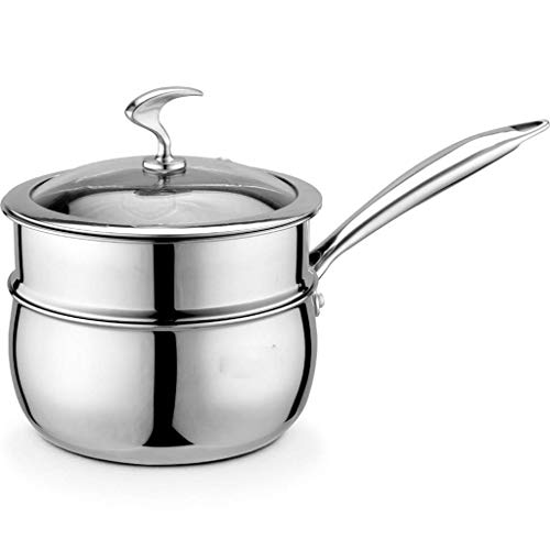 Preisvergleich Produktbild Dicker dicker Milchtopf aus Edelstahl Babynahrungsergänzungstopf Home Suppentopf Multifunktionale Milchpfanne (Farbe: Silber)