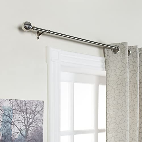 Image of Deco Window 2 Pcs 3 /4 Inch Adjustable Nickel Curtain Rod for Windows & Doors with Ball Finials & Brackets Set - 72 inch to 144 inch