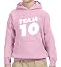 New Way 742 - Youth Hoodie Team 10 Ten #Team10 Unisex Pullover Sweatshirt Large Light Pink