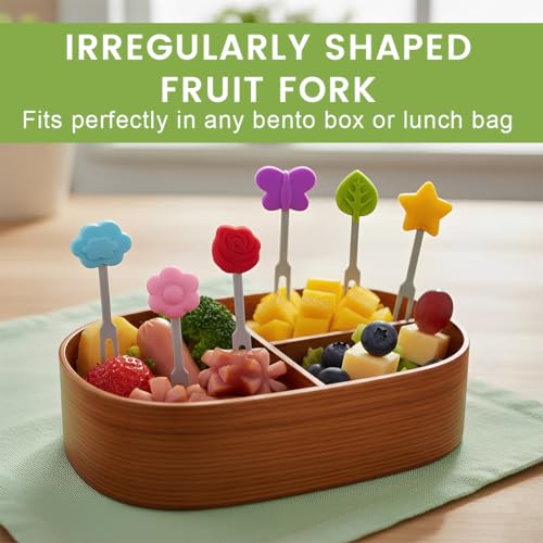 BAHME 8 Pcs piekser fingerfood, pieksi und griffel, kleine gabeln, Piekser Fingerfood Obstgabeln aus Edelstahl, Mini Gabeln für Party Picknicks, Brotdose, Kuchengabeln, Snack Obstspieße