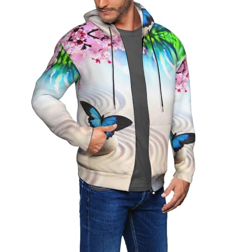 Sweat à capuche imprimé papillon zen avec fermeture éclair homme - 6