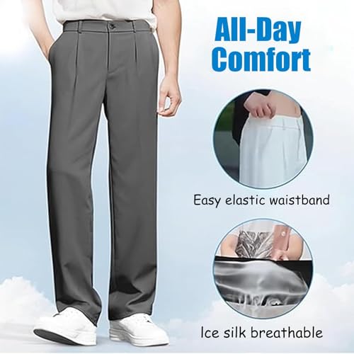 EaseMotions-Super Stretch Ice Silk Comfort Everyday Pant Everyday Comfor Dualego Men's Ice Silk Pants-Slim Fit Super Stretch4