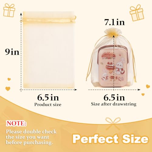 Image of Crweety 50 Pcs 6x9 Inch Gold Organza Bags, Small Mesh Gift Bags Drawtring for Graduation, Wedding Favor Bridal Shower Party Favor, Luxury Jewelry Pouches for Birthday Sachet & Candy Treats Wrap