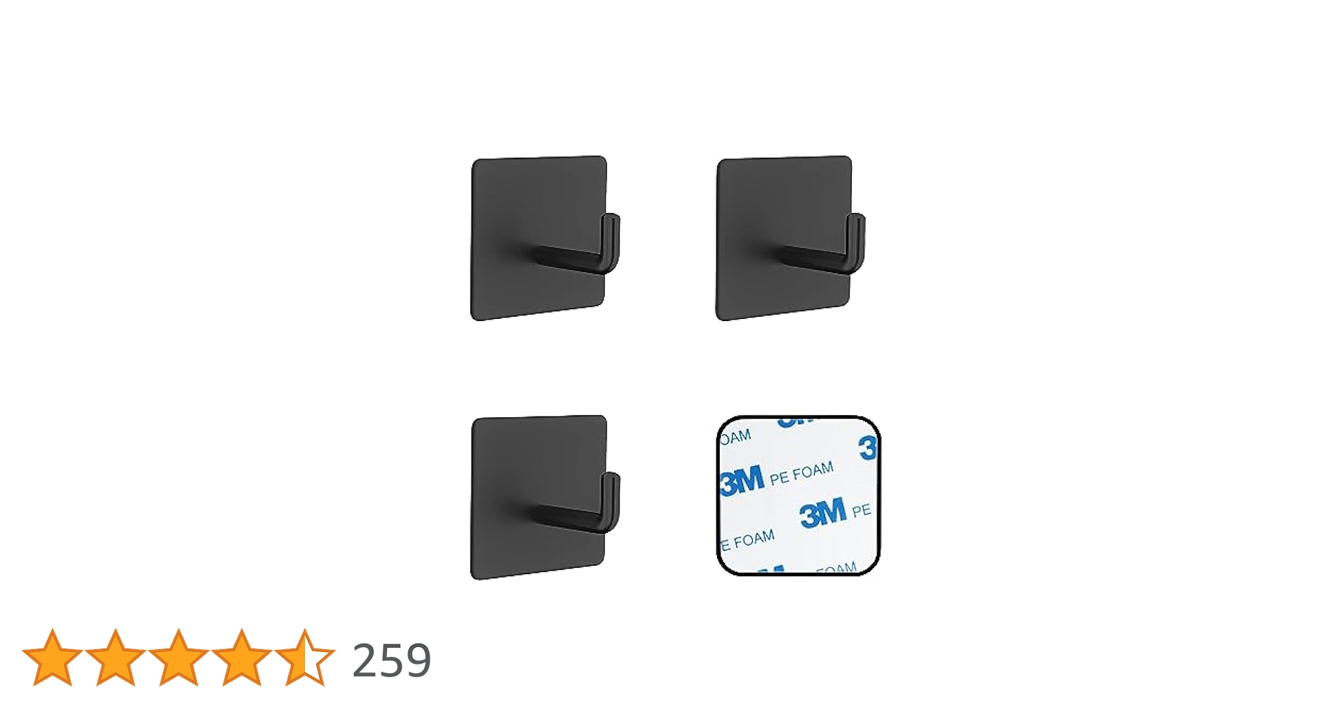 4 Pack Rustproof Self Adhesive Hooks, Stainless Steel Wall Hooks, 3M