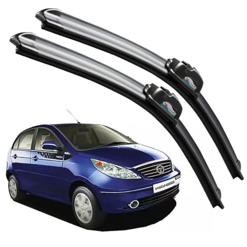 Image of Frameless Rubber Car Wiper Blades Set of 2 Compatible with (TATA Indica Vista (2013-2018) (D-24,P-16)
