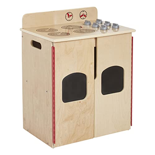 ECR4Kids Play Kitchen Stove, Wooden Playset, Natural