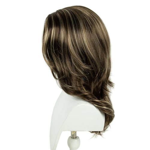 Image of 70s Brown Highlight Disco Wig Farrah Fawcett Wigs for Women Lady Natural Synthetic Full Wigs Vintage Cosplay Costume Hair Wig (mixed brown)