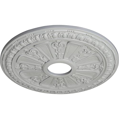 Image of Ekena Millwork CM18RAFRF Raymond Ceiling Medallion, 18 1 /8 OD 3 5 /8 ID x 1 1 /8 P, Frost
