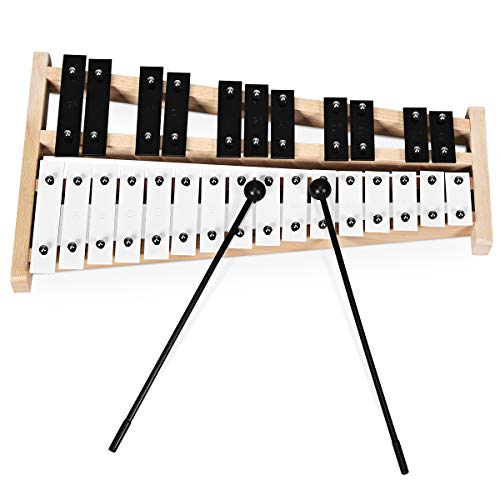 Image of Giantex 27 Note Glockenspiel Xylophone, Percussion Instrument with Wood Base and 27 Metal Keys, Alto Full Size Glockenspiel Xylophone for Adults and Kids- Includes 2 Mallets and Carrying Bag
