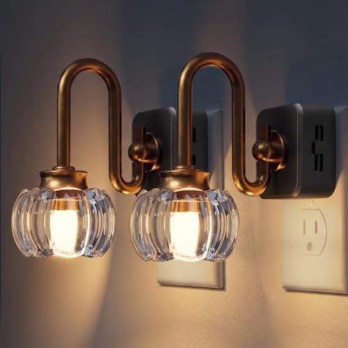 Image of L LOHAS LED Night Lights Plug into Wall, 3000K Soft White LED, Floral Night Lights with Dusk to Dawn Sensor, 0-100lm Adjustable Brightness, for Hallway Bedroom Stairway