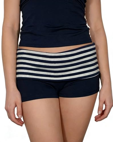 Image of Women Fold Over Lounge Shorts Low Waist Fitted Pajama Shorts Cute Sleep Pj Short Bottoms Roll Over Yoga Shorts