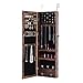 Jewelry Armoires with Full Length Mirror Lockable,Fashion Simple Jewelry Storage Mirror Cabinet Can Be Hung On The Door Or Wall for Bedroom Bathroom (Brown) (Gray)