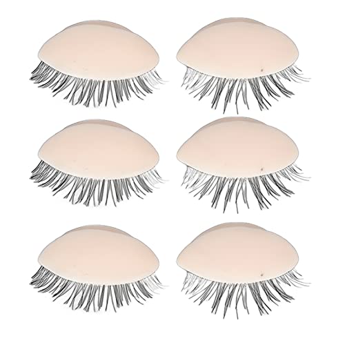 Uxsiya Mannequin Head Eyelids, Eyelash Grafting Practice 3 works Silicone Eyelids with Eyelashes Replaceable for Salon(Pink)