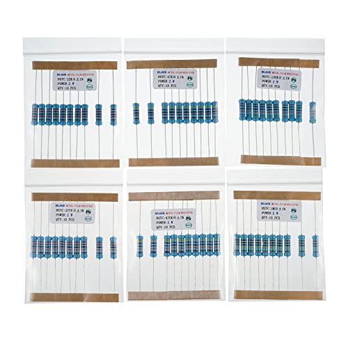 BOJACK 300 Pcs 30 Values Resistor Kit 1 Ohm - 1M Ohm with 1% 2W Metal Film Resistors Assortment