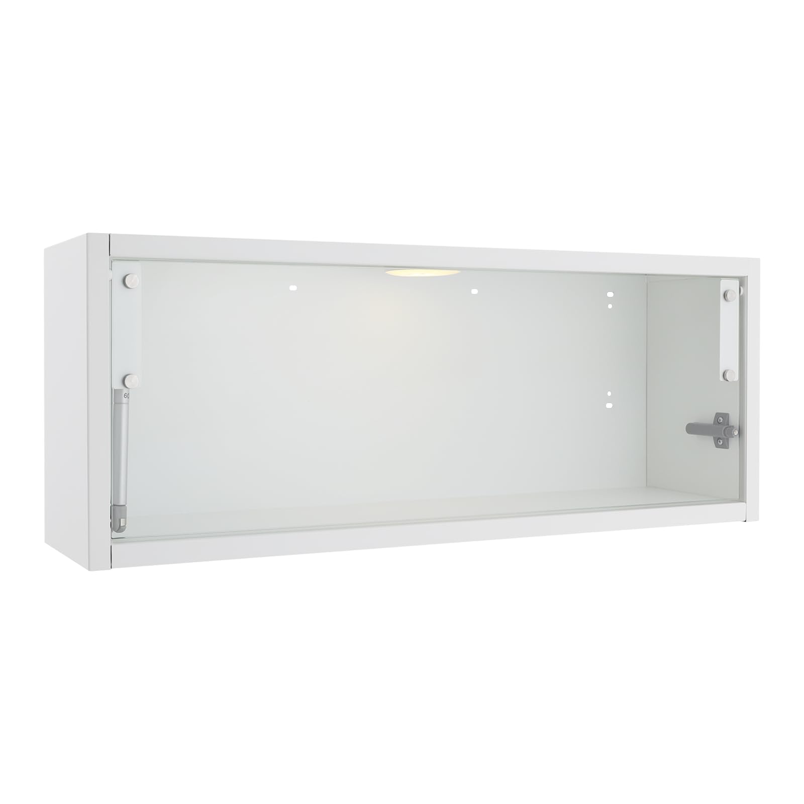 Wandschrank Aufbewahrungsschrank mit LED Licht Wandregal Hängeschrank mit Temperglas Tür Küchenschrank mit USB Ladefunktion für Küche Wohnzimmer Schlafzimmer Wandmontage Stauraum (Weiß, 80*18*30cm)