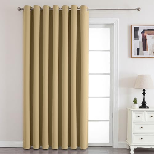 Joydeco Verdunklungsvorhänge 1 Stück,Türvorhang Blickdichte Türgardine,Tür Vorhang mit Ösen Thermo Kälteschutz Hitzeschutz Schallschutz für Schlafzimmer Wohnzimmer（Beige,1xH195xB150）