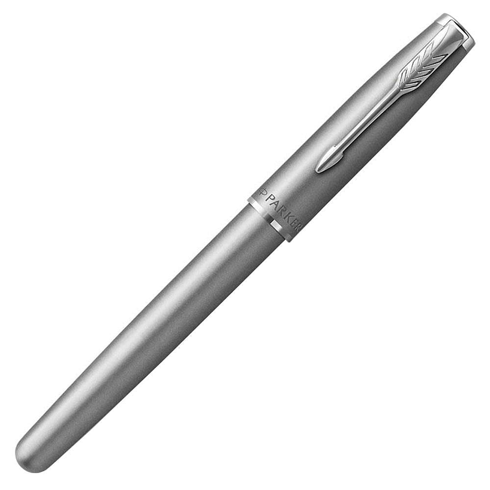 PARKER Sonnet Essentiel Rollerball, Edelstahl, Chrom-zierteile, Feine schwarze Ersatzmine - Geschenkbox