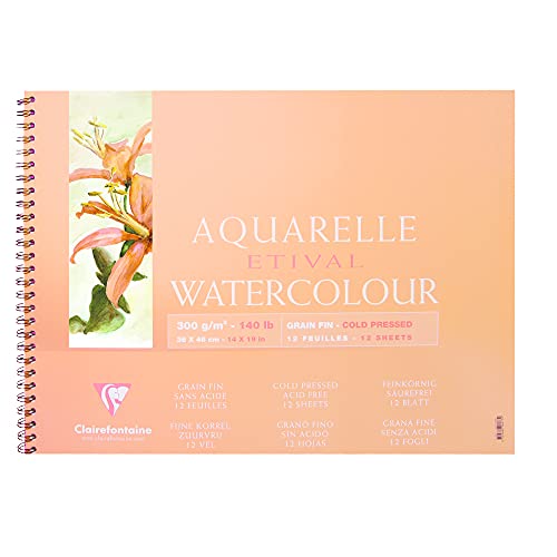 Album Spiralé Clairefontaine Aquarelle Etival 12 Feuilles Blanc 36x48