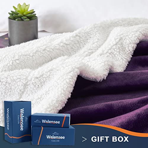 Walensee Sherpa Fleece Blanket (Throw Size 50”X60” Purple) Plush Throw Fuzzy Super Soft Reversible Microfiber Flannel Blankets For Couch, Bed, Sofa Ultra Luxurious Warm And Cozy For All Seasons #TOP1