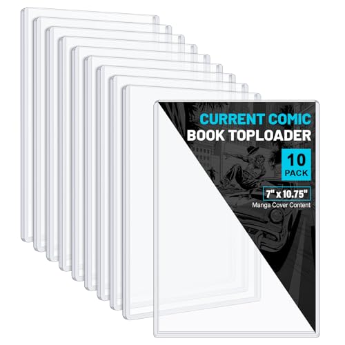 WorkArc 10ct Current Comic Book Toploader Hard Crystal Clear Comic Book Sleeves Modern Comic Book Display Sleeves Premium PVC Comic Book Holder Comic Book Protector for Storage Collection