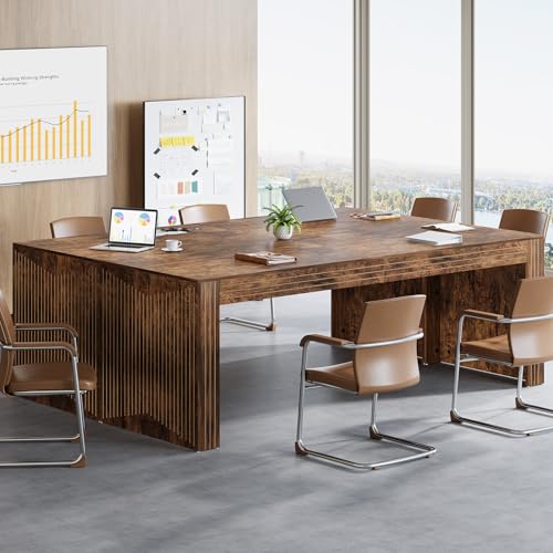 Image of Tribesigns 79-Inch Extra Long Desk Set of 2, Two Person Double Desk for Home Office, Wooden Long Computer Desk Writing Table for Office, Vintage Brown