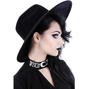 Restyle Clothing Gothic Nugoth Witchy Stijve damesmode accessoire zwart wol brede rand goth heks hoed