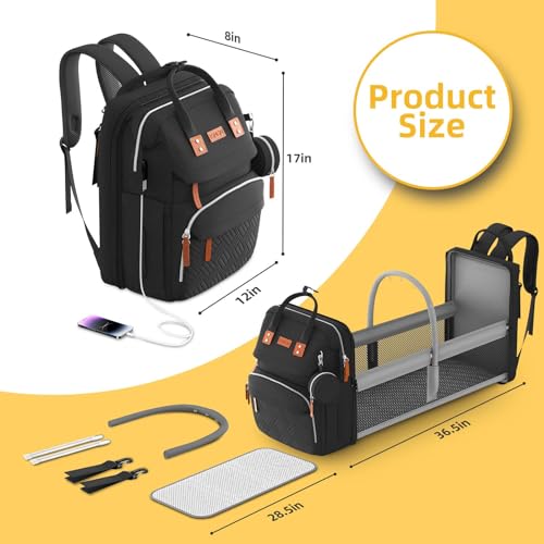 Image of ISMGN Diaper Bag Backpack with Changing Station, Large Diaper Bag, Baby Bag, Multifunctional Diaper Bag, Black