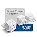 Ceptics Brazil Travel Adapter Plug with Dual Usa Input - Type N (3 Pack - Ultra Compact - Safe Grounded Perfect for Cell Phones, Laptops, Camera Chargers and More - Power Plug (CT-11C)