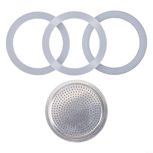 Kit de repuesto de olla Moka con filtro de acero inoxidable y 3 juntas de silicona para cafeteras de espresso que ofrecen infusión de café con fugas (3 tazas) Kit de repuesto de olla Moka con filtro de acero inoxidable y 3 juntas de silicona para cafeteras de espresso que ofrecen infusión de café con fugas (3 tazas)