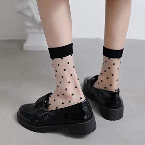 Image of DXYAKY Sheer Mesh Transparent Socks for Women Ultra-thin Lace Fishnet See Through Ankle Novelty Casual Floral Socks