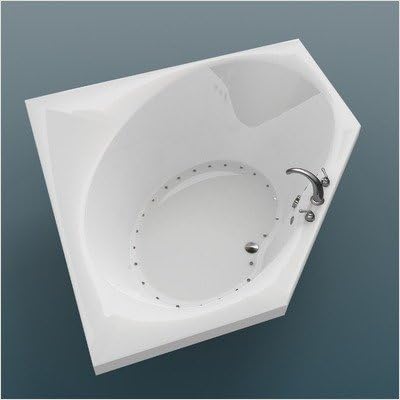 St. Barts 60 x 60 x 23" Corner Air Jetted Bathtub Color/Trim / Tile Flange / Pump: Biscuit/ Polished Brass / No / Right