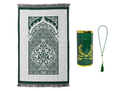 Tapis de prière islamique vert, idéal pour vos dévotions à la maison