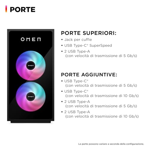 OMEN 35L GT16-0000sl Desktop, Intel Core i7-14700F, 32GB RAM DDR5 4400Hz, 1TB SSD, NVIDIA RTX 4070 Super 12GB, 600W Gold 80 Plus, 3 Mesi di PC Game Pass Incluso, Windows 11, Nero - PC Desktop - Immagine 4