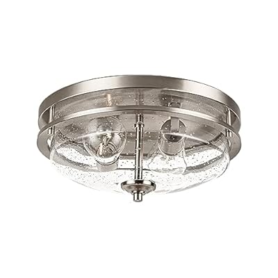 Edwarmlux Flush Mount Ceiling Lights, 2-Light Farmhouse Close to Ceiling Light, Industrial Ceiling Lighting Fixture for Kitchen Hallway Bedroom Living Room Stairways Porch (Brushed Nickel)