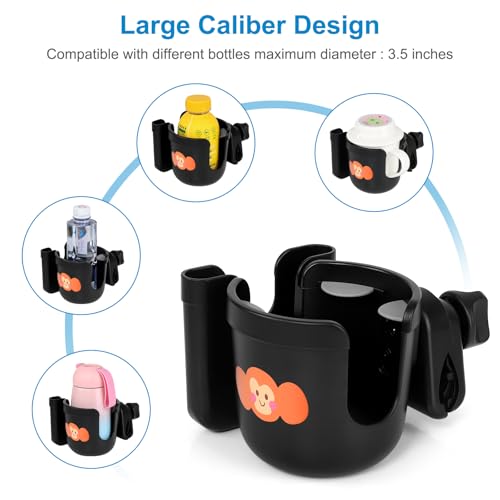 Image of Accmor 2-in-1 Wheelchair Cup Holder, Walker Cup Holder with Phone Holder, Universal Drinks Holder for Stroller, Rollator, Scooter, Walker, Wheelchair Accessory