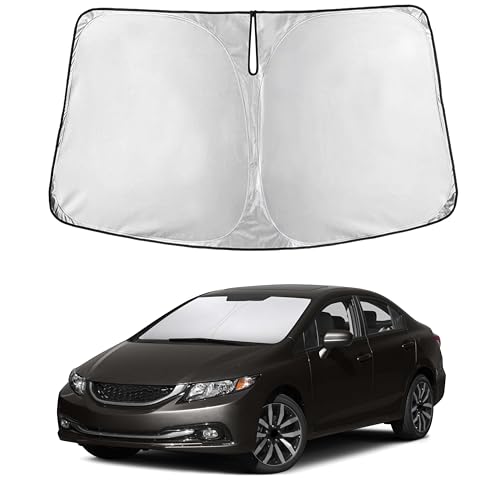 Image of EcoNour Windshield Sun Shade Compatible for Honda Civic 2012-2015 | Sedan Front Window Sunshade | Foldable 4-Layer Sun Visor Protector | UV & Heat Blocking | Keeps Interior Cool