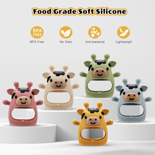 Image of 2 Pack Baby Teething Toys for 3-6 6-12 Months, Food Grade Silicone Infant Teether Mitten, Baby Essentials Teething Relief, Newborn Essentials Chew Toys for Sucking Needs