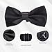 Black Bow Ties for Men, Adjustable Pre-Tied Bowties Pocket Square Cufflinks Set, Soft and Comfortable, Fashionable and Versatile, for Weddings, Parties, Dances, Graduation Ceremonies, Etc.