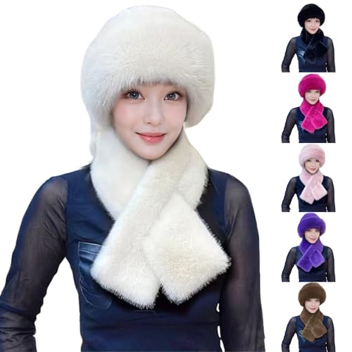 Fuzzy Sherpa Hat for Women Faux Fur Scarves Fall Winter Thicken Thermal Soft Cozy Accessory Fashion Warm Accessory3