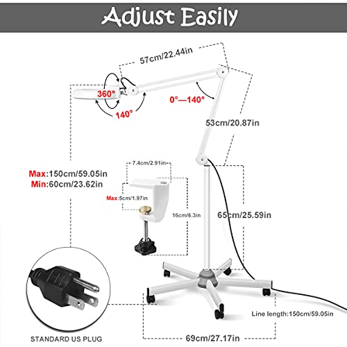 Innqoo Led Floor Lamp, Led Esthetician Light, Magnifying Glass With Light, Lighted Magnifier For Reading, Crafts & Pro Tasks, Adjustable & Dimmable #TOP6