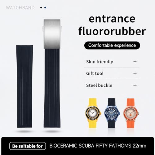 Bracelet de montre en caoutchouc fluoré 20 mm anti-transpiration durable - 3